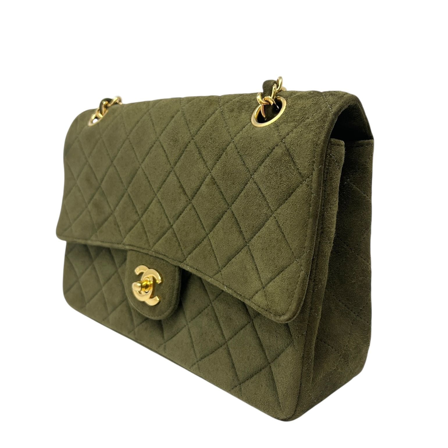 Chanel Olive Suede Flap Bag