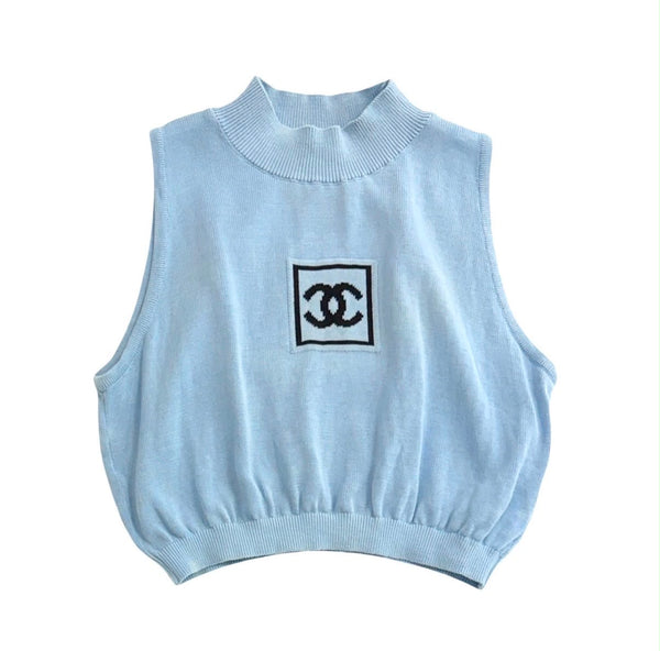 Chanel Blue Logo Sport Crop Top
