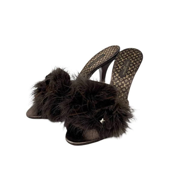 Louis Vuitton Brown Feather Heels