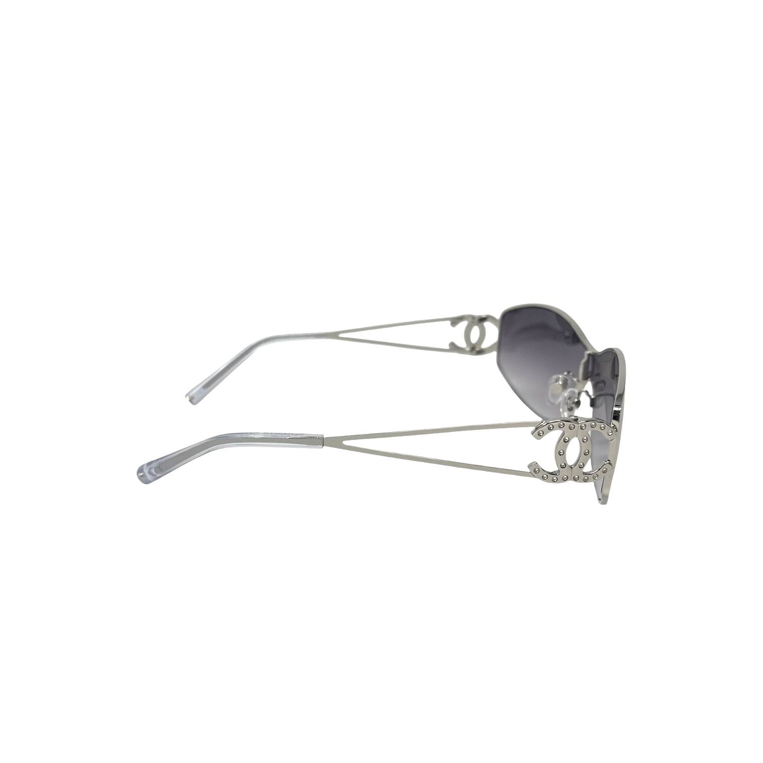Chanel Purple Rimless Rhinestone Visor Sunglasses