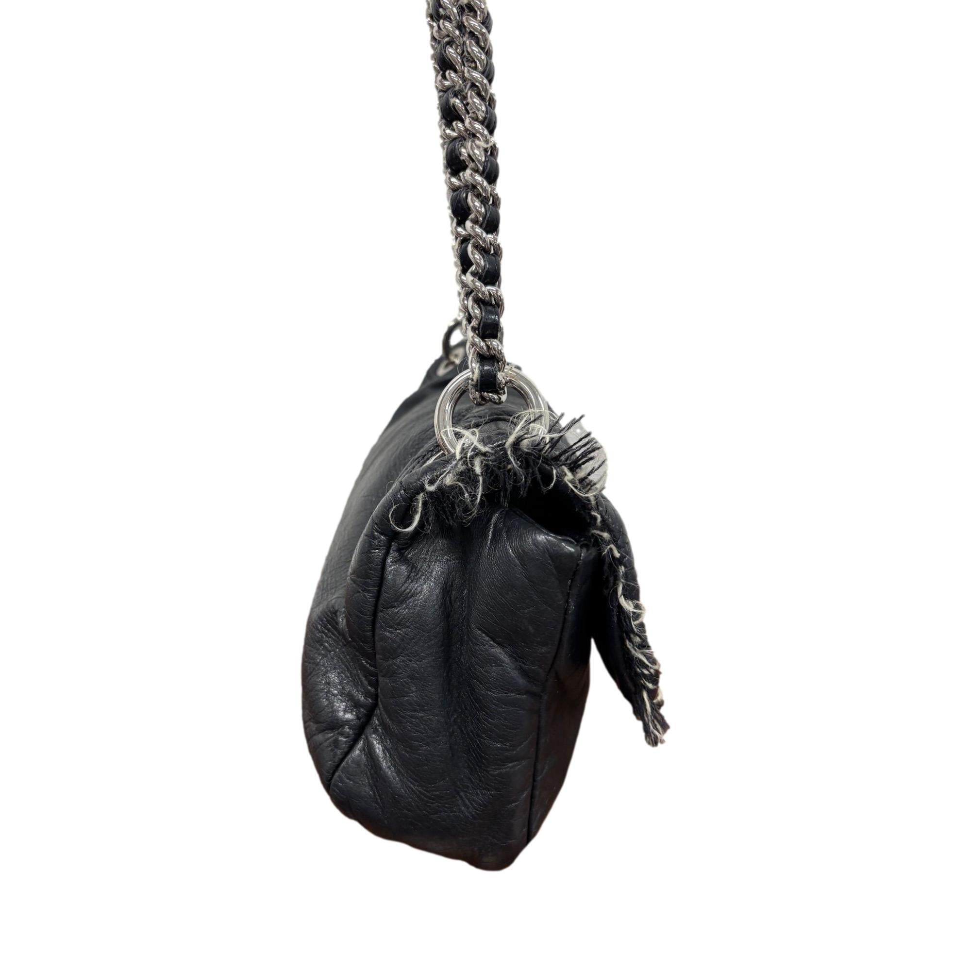 Chanel Black Leather Fringe Flap Bag
