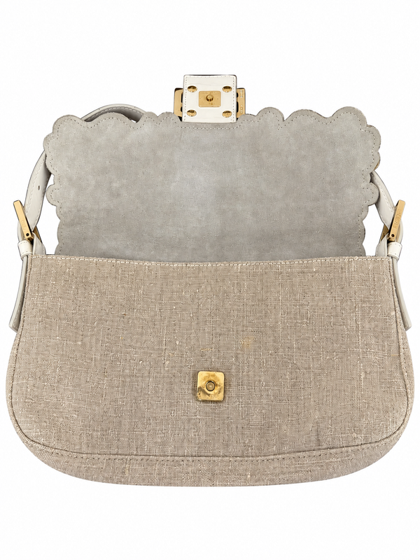 Fendi Tan Floral Baguette