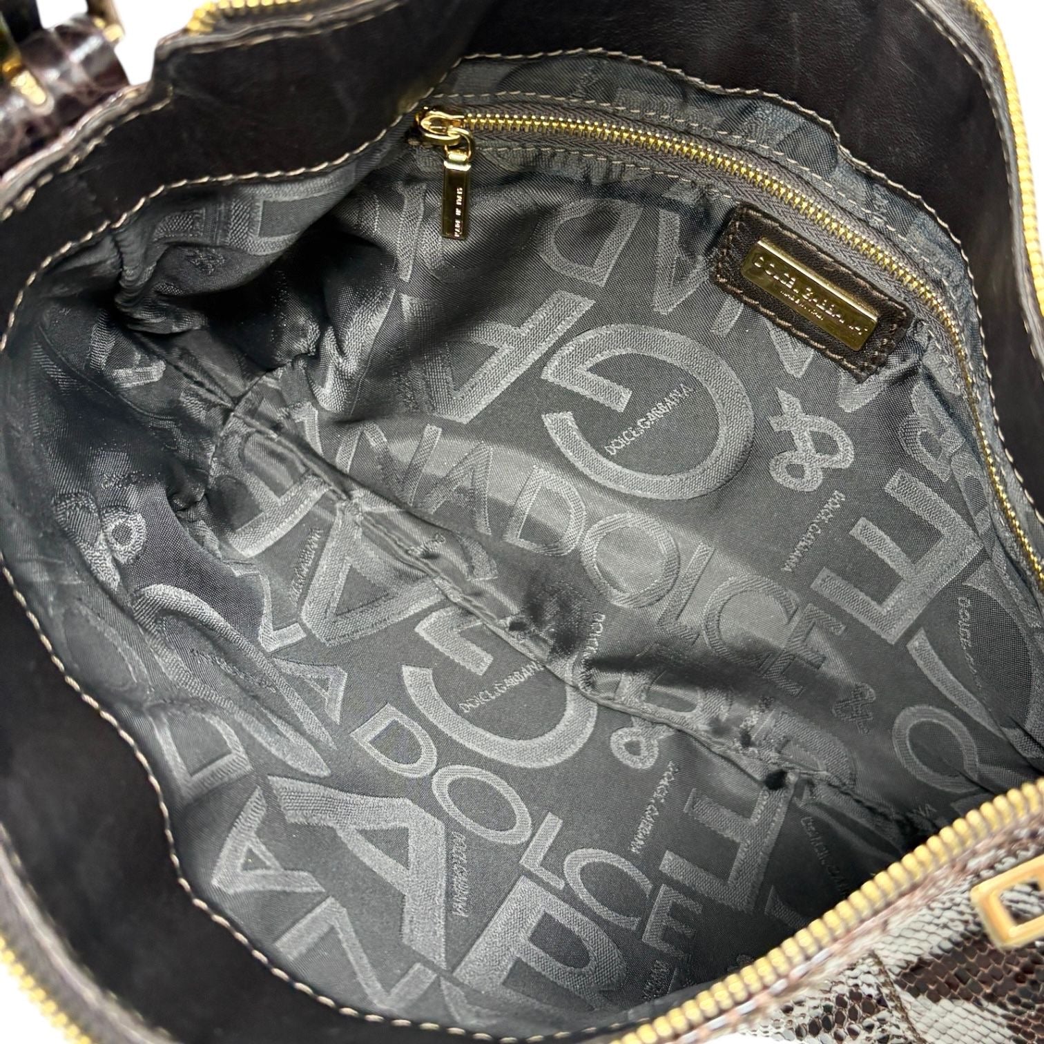 Dolce & Gabbana Brown Embossed Shoulder Bag