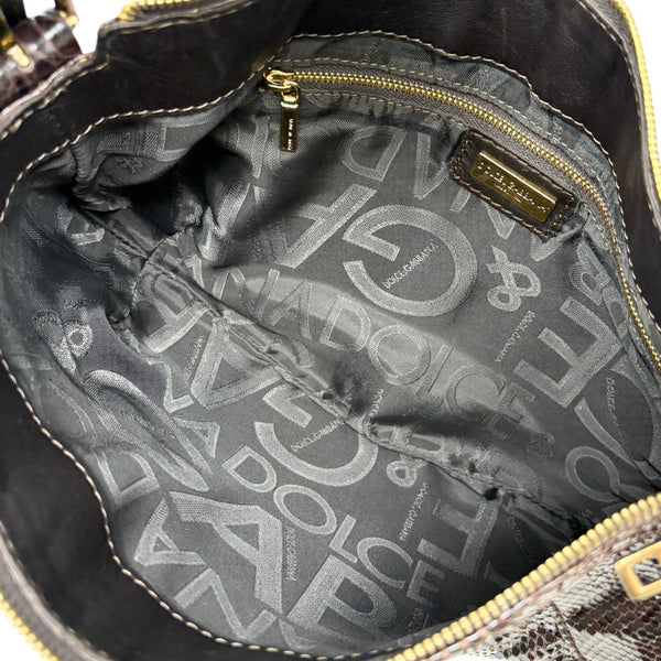 Dolce & Gabbana Brown Embossed Shoulder Bag