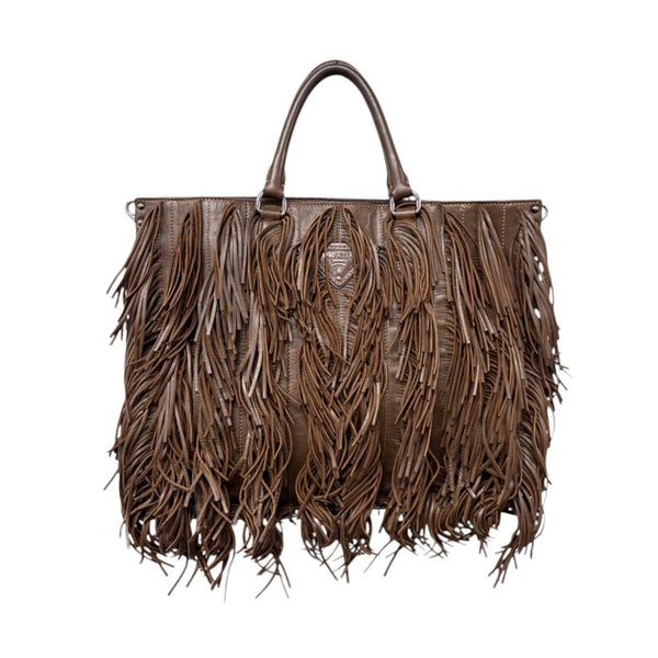Prada Brown Fringe Leather Shoulder Bag