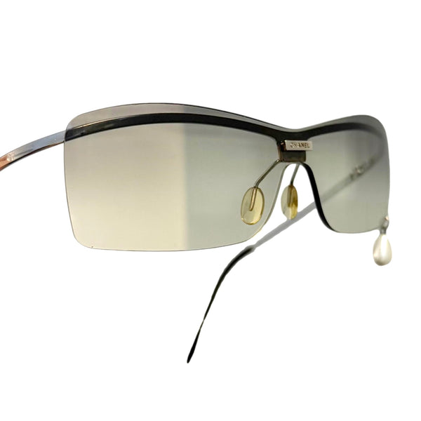 Chanel Pearl Teardrop Rimless Sunglasses