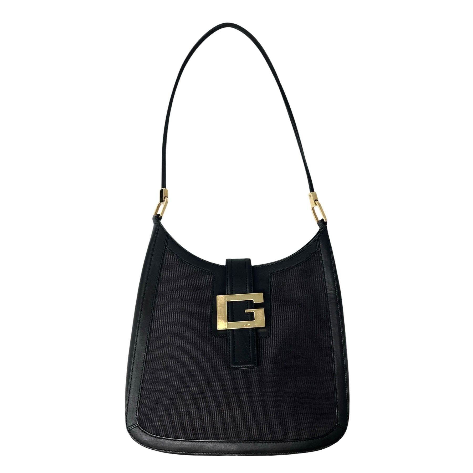 Gucci Black Leather + Denim Shoulder Bag