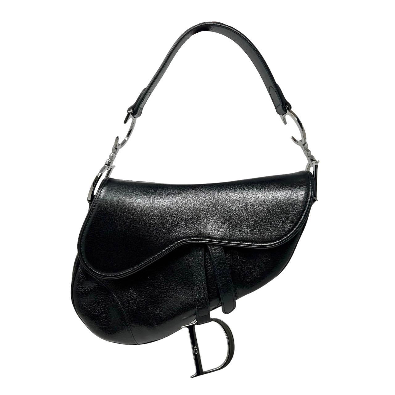 Dior Black Leather Saddle Bag