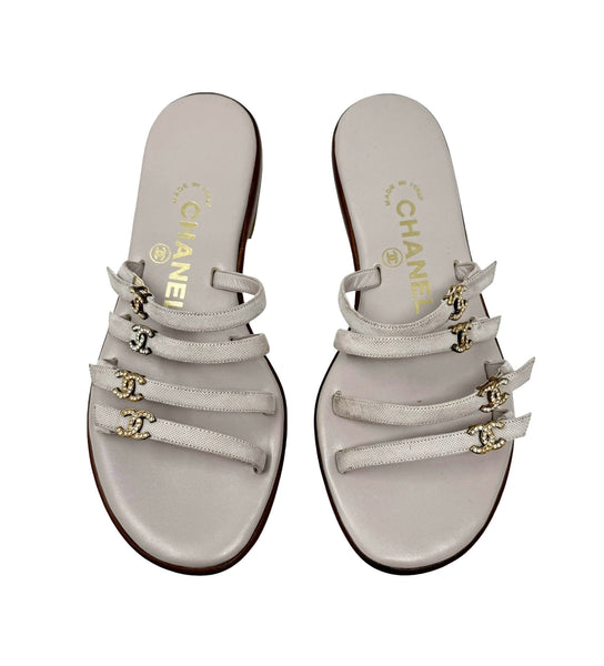 Chanel Grey Rhinestone Sandals – Treasures of NYC