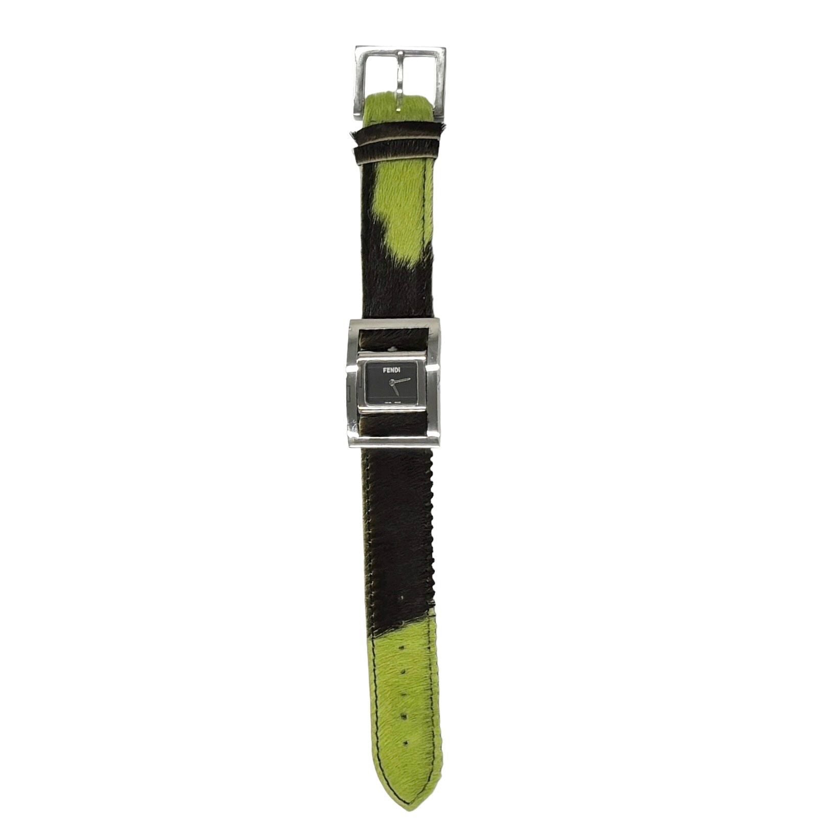 Fendi Green Cow Print Watch