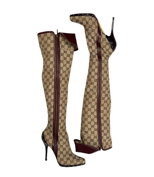 Gucci Thigh High Logo Boots