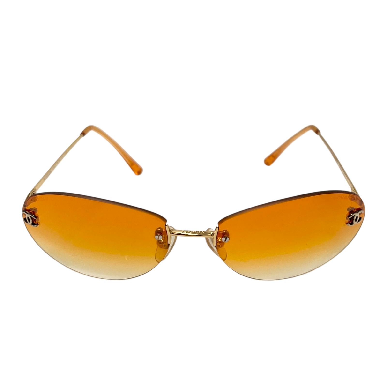 Chanel Orange Mini Rimless Sunglasses
