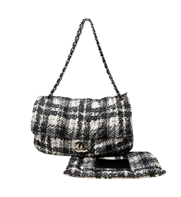 Chanel Tweed Print Nylon Flap Bag