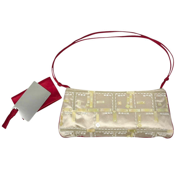 Prada Ivory Satin Beaded Shoulder Bag