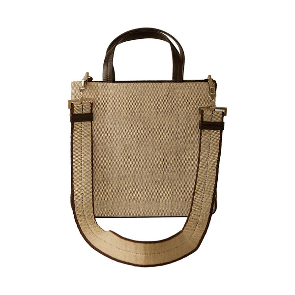 Prada Tan Canvas + Leather 2-Way Bag