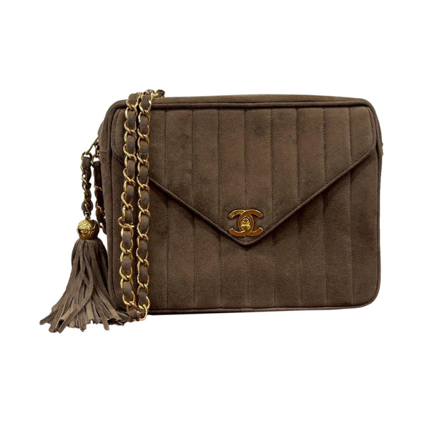 Chanel Brown Suede Camera Chain Bag