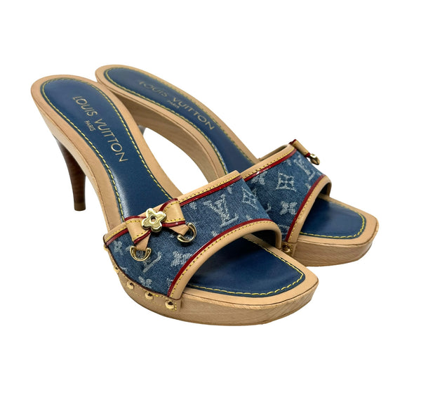 Louis Vuitton Blue Denim Heels
