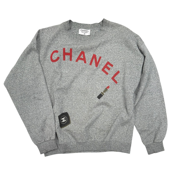 Chanel Grey Makeup Logo Sweatshirt