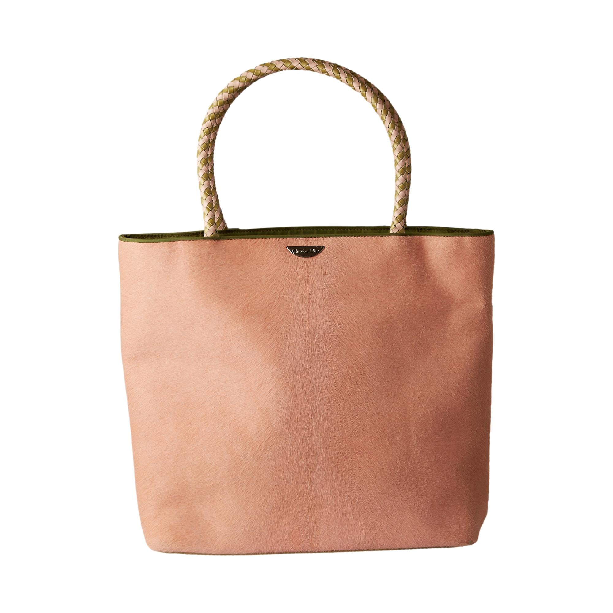 Dior Pink + Green Calf-Hair Handbag