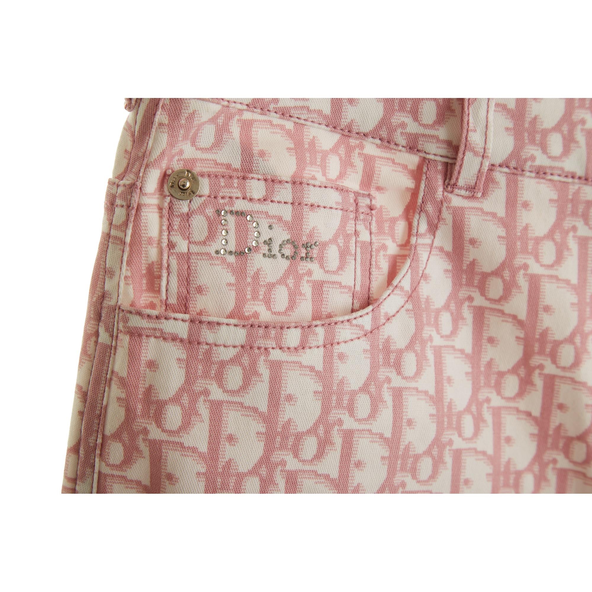 Dior Pink Logo Flared Capri Pants