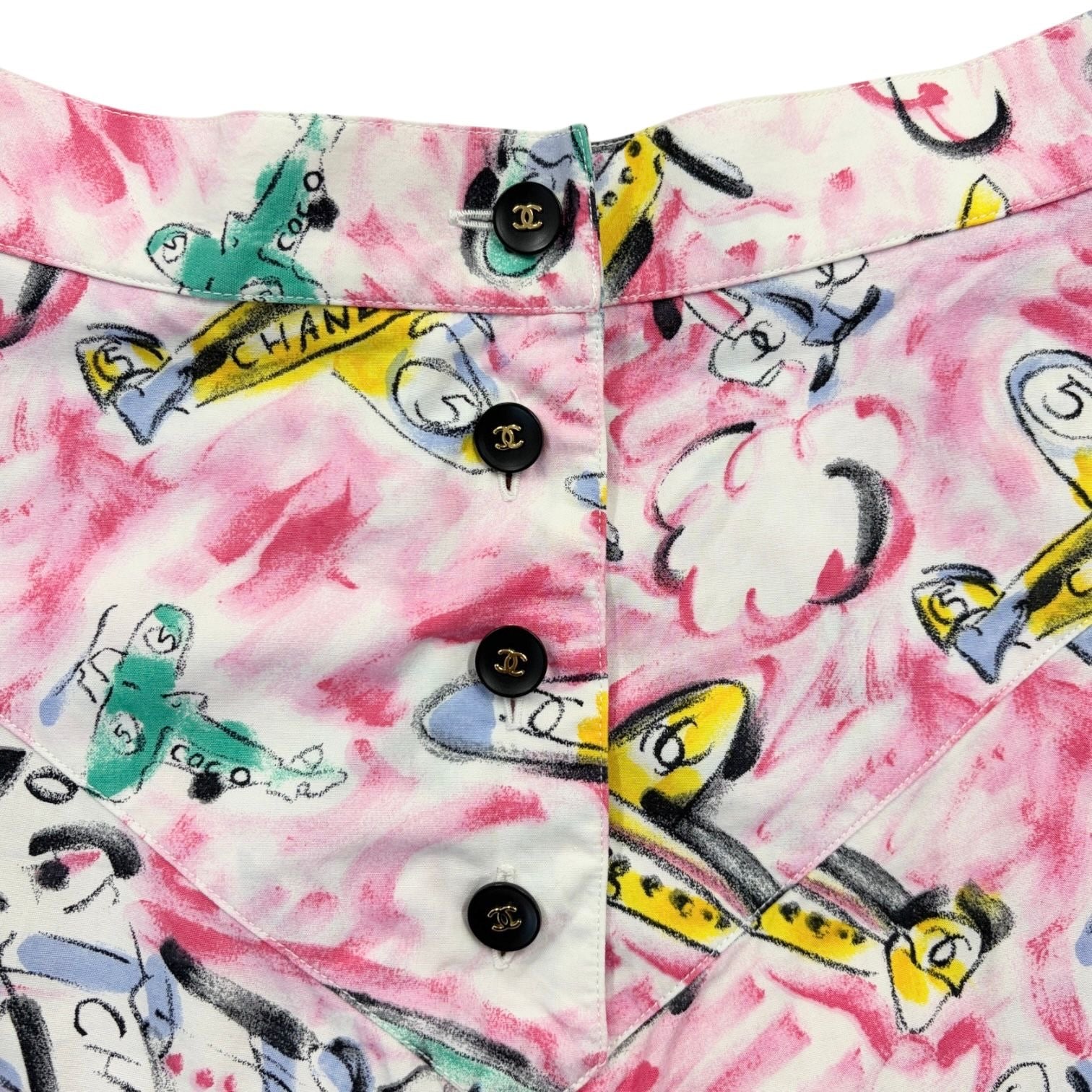 Chanel Pink Airplane Logo Print Shorts