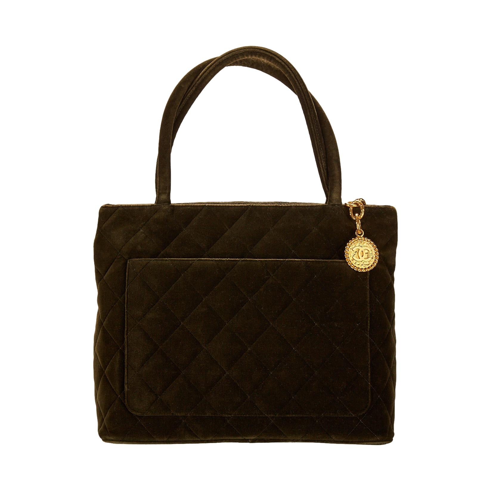 Chanel Olive Green Medallion Top Handle Bag