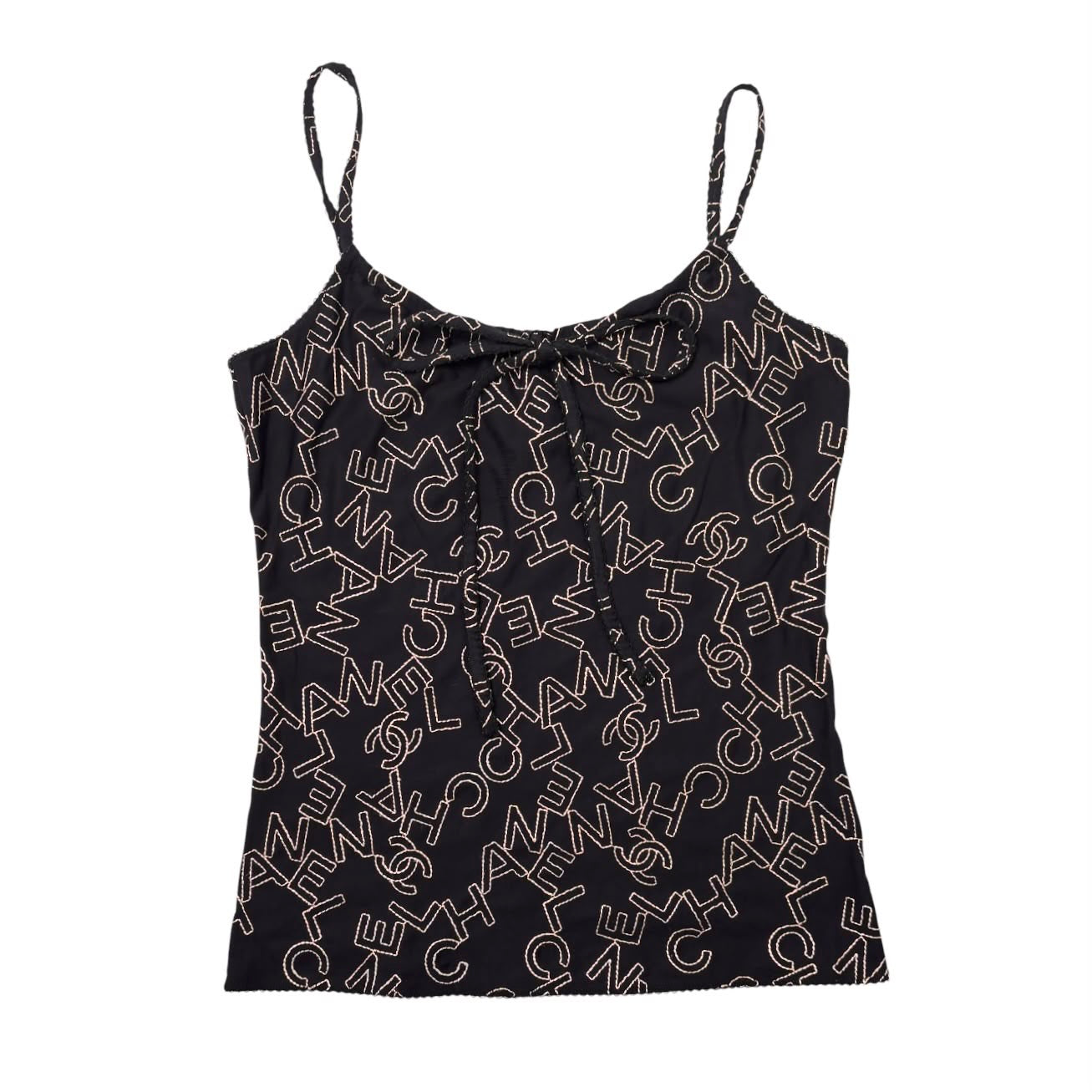 Chanel Navy Embroidered Logo Tank