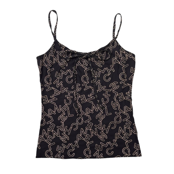 Chanel Navy Embroidered Logo Tank