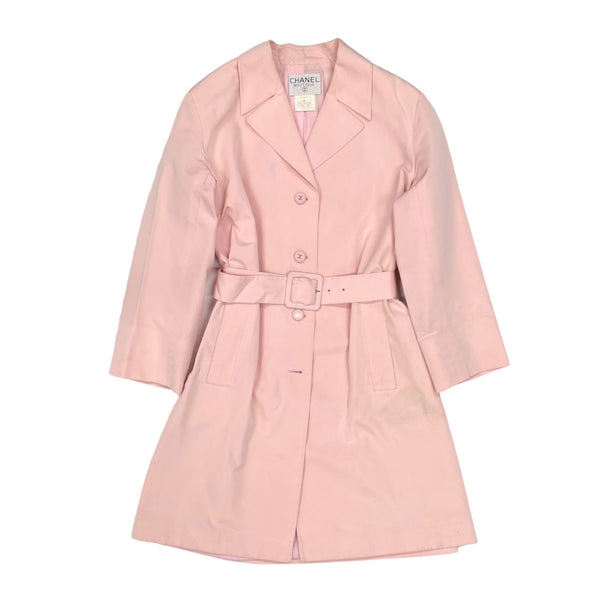 Chanel Pink Logo Button Trench Coat