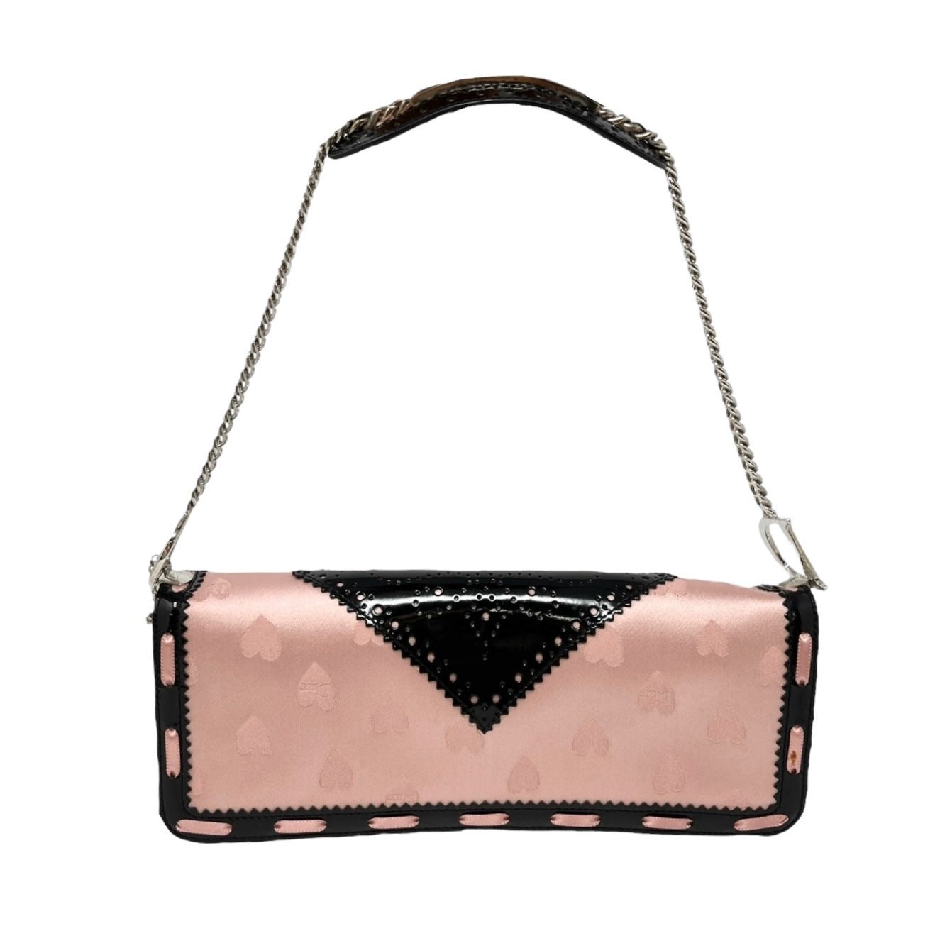 Dior Pink + Black Satin Heart Bag