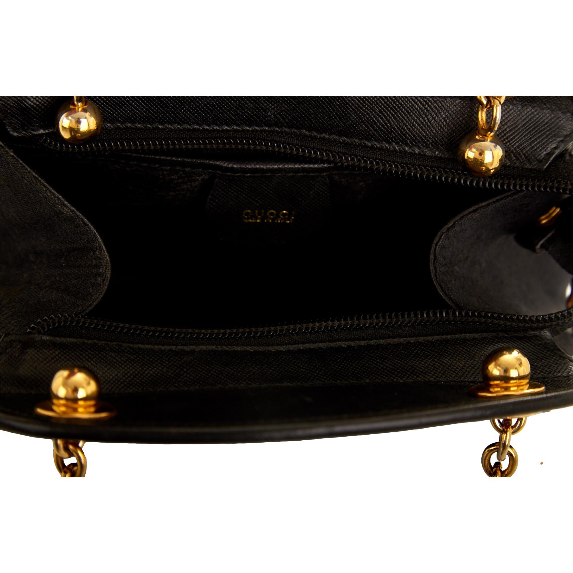 Gucci Black Monogram Bamboo Chain Bag