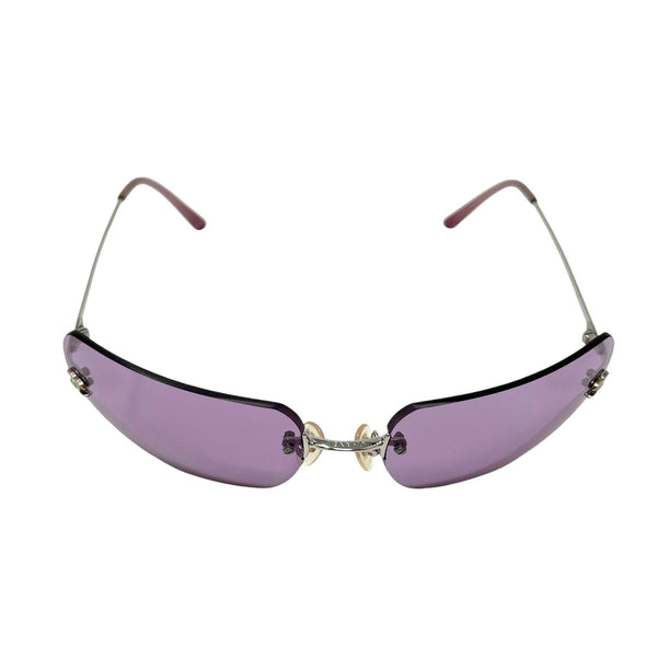 Chanel Purple Logo Rimless Sunglasses