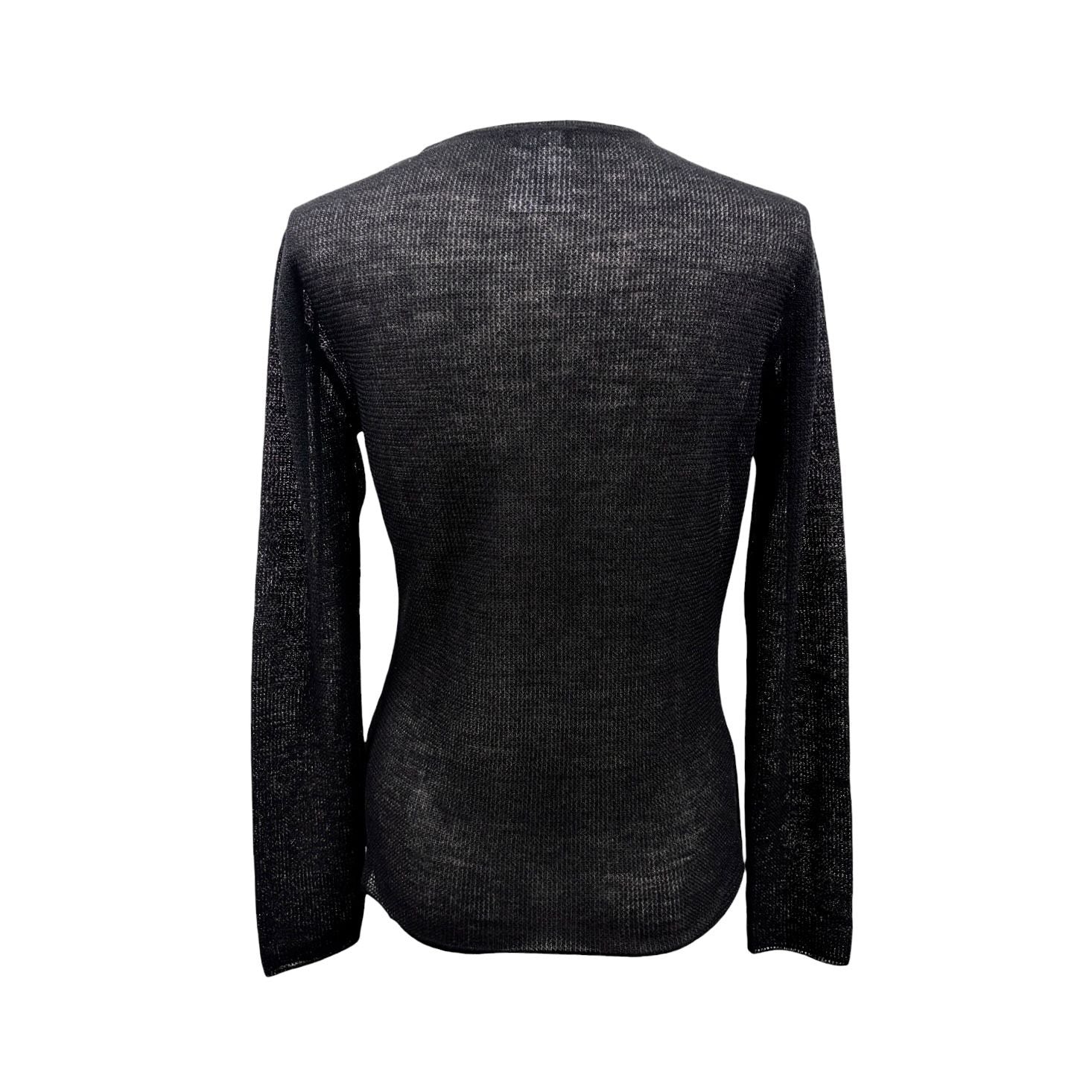 Chanel Black Center Logo Long Sleeve Top