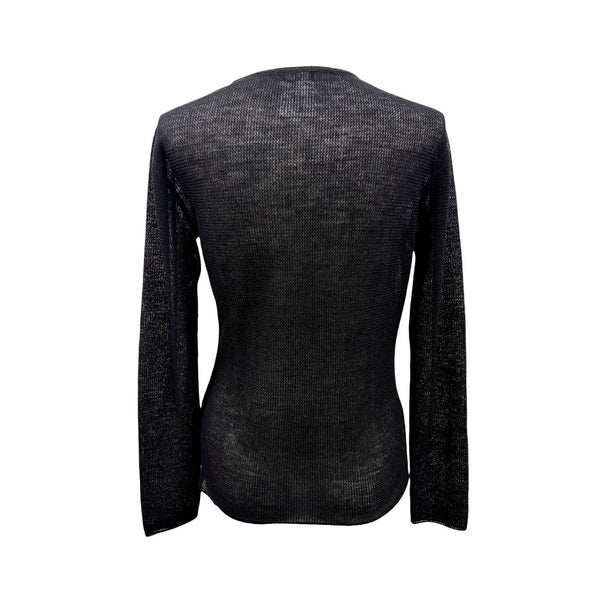 Chanel Black Center Logo Long Sleeve Top