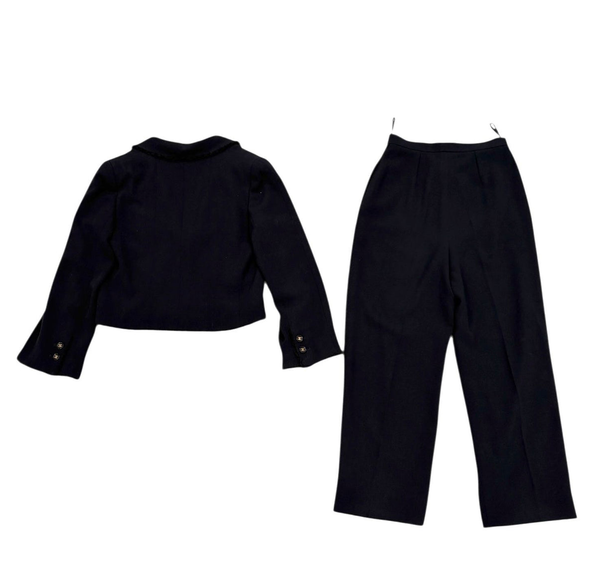 Chanel Navy Ruffle Cropped Jacket Set