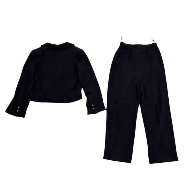 Chanel Navy Ruffle Cropped Jacket Set