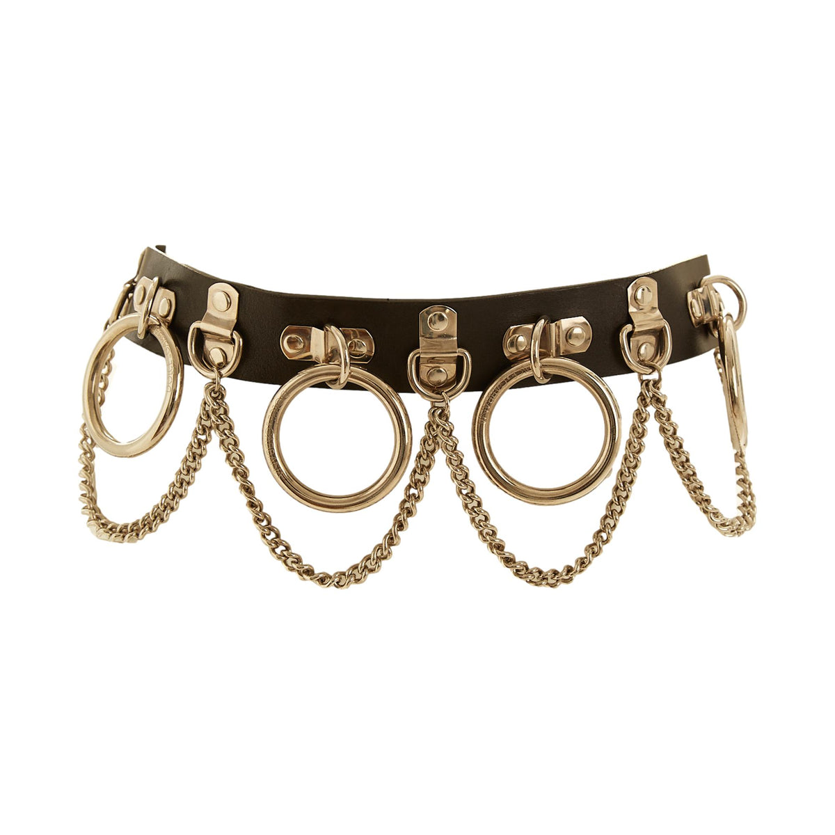 Chain Belt In Black And Gold Buy Womens Western Double Buckle Belt With Gold Chain main image 2
