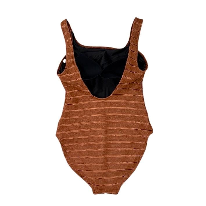 YSL Brown Stripe Logo One Piece