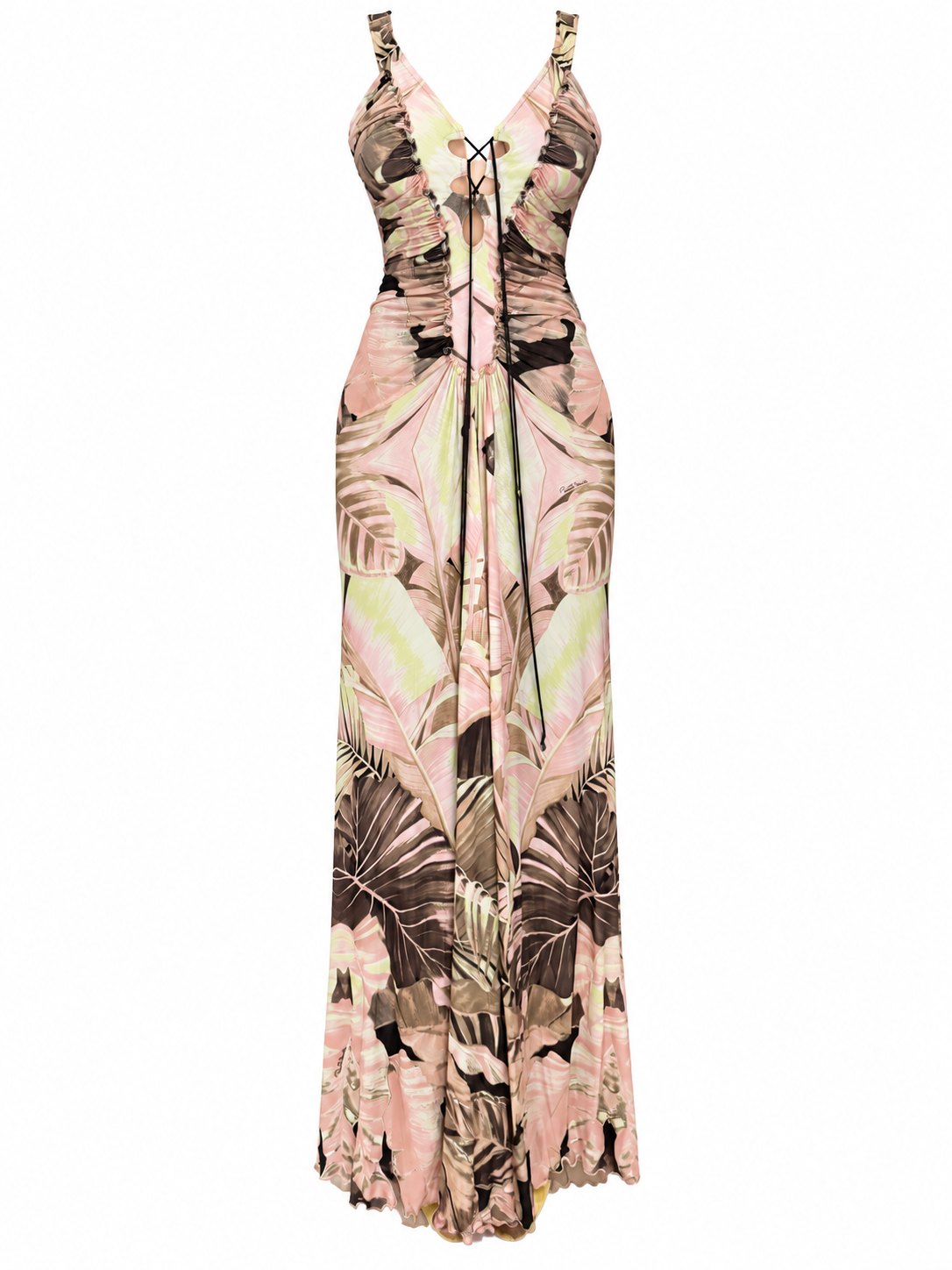 Roberto Cavalli Floor Length Lace Up Dress