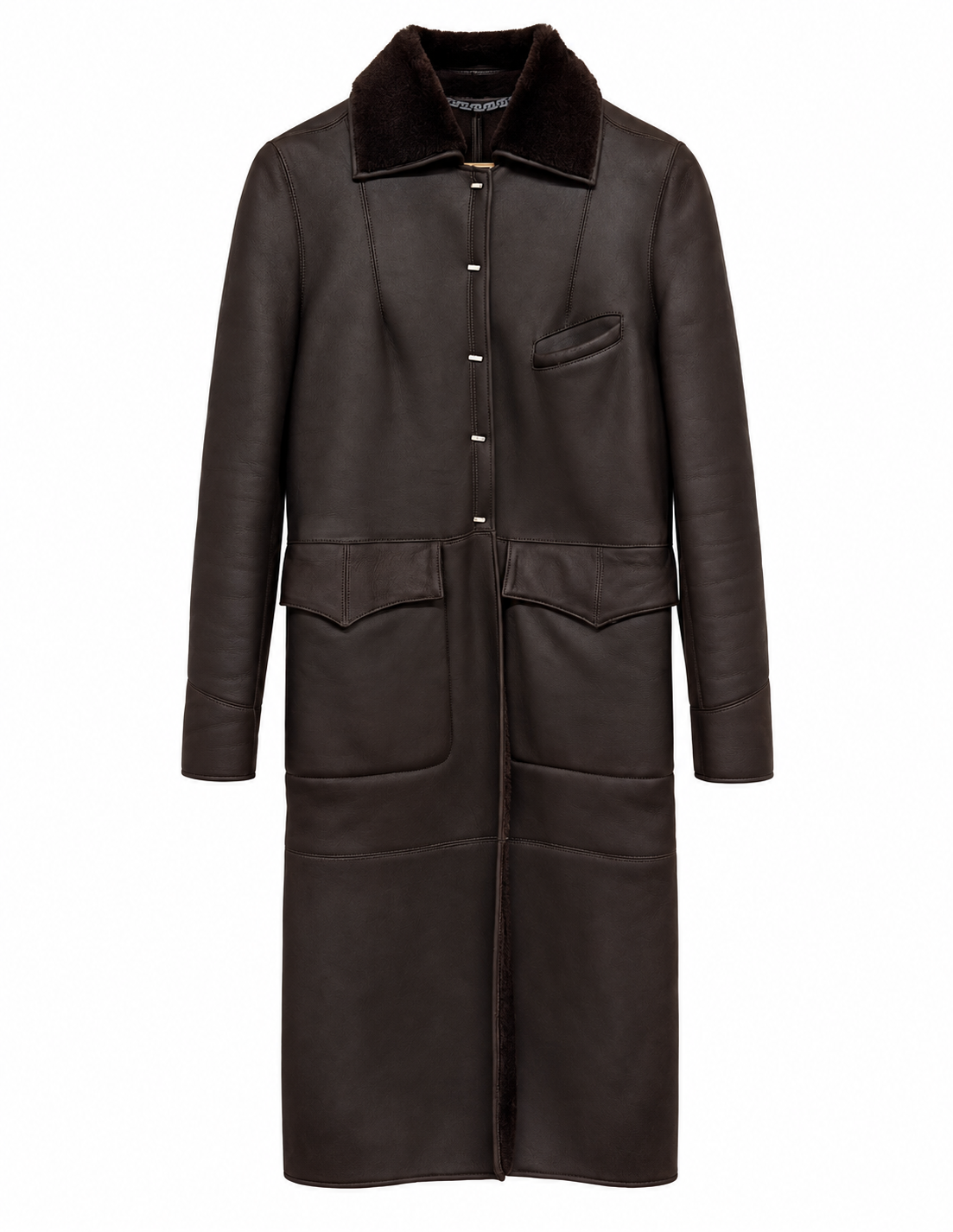 Fendi Shearling Logo Clasp Coat