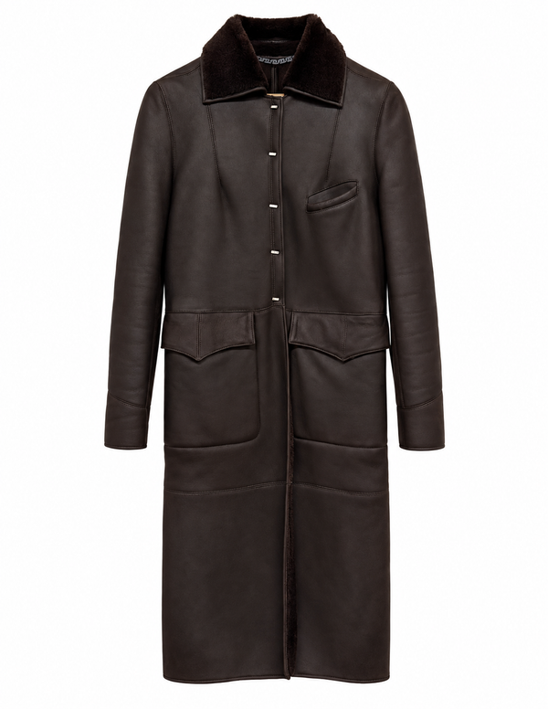 Fendi Shearling Logo Clasp Coat