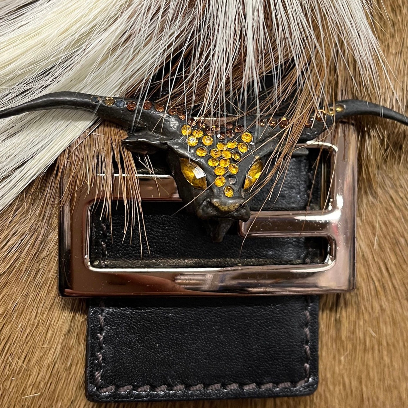Fendi Fur Longhorn Baguette Bag