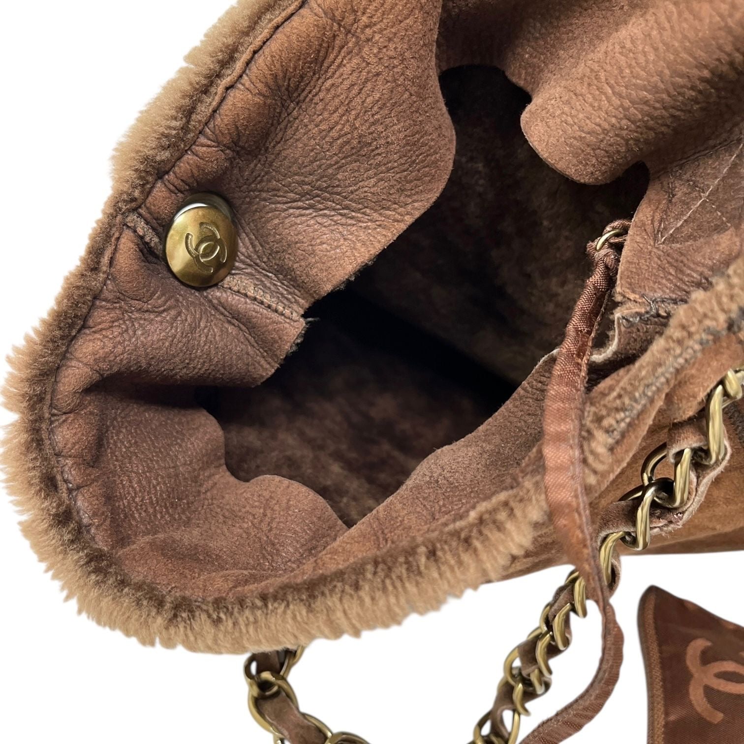 Chanel Light Brown Shearling Crossbody Bag