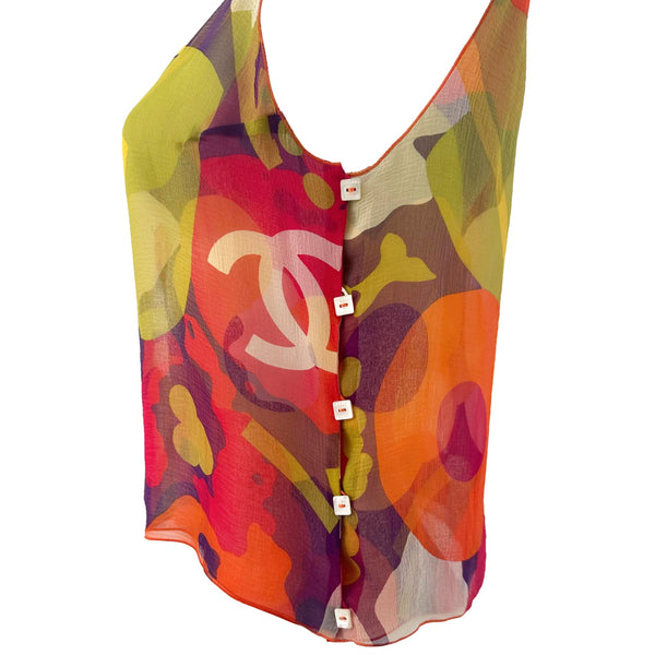 Chanel Floral Silk Crop Tank