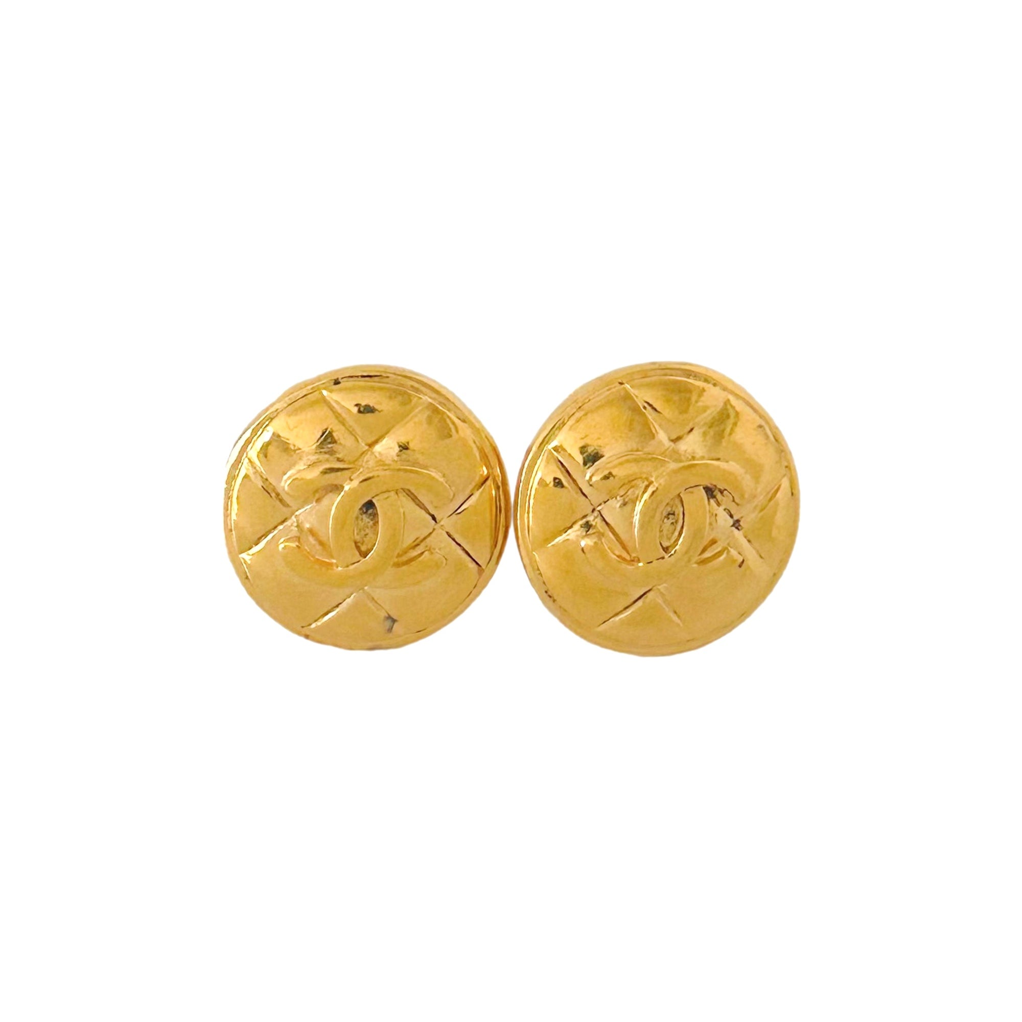 Chanel Large Gold Logo Earrings