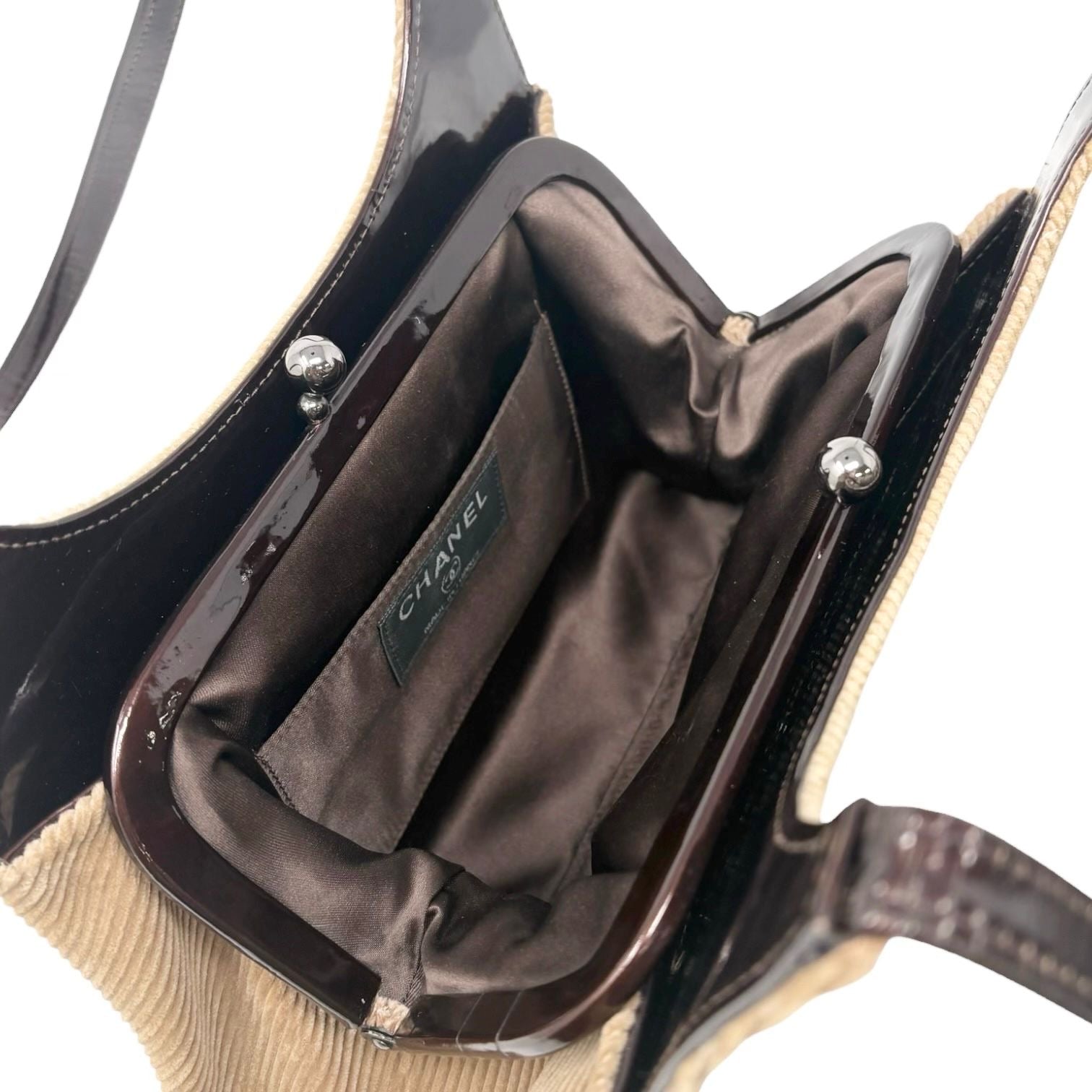 Chanel Brown Corduroy Quilted Logo Shoulder Bag