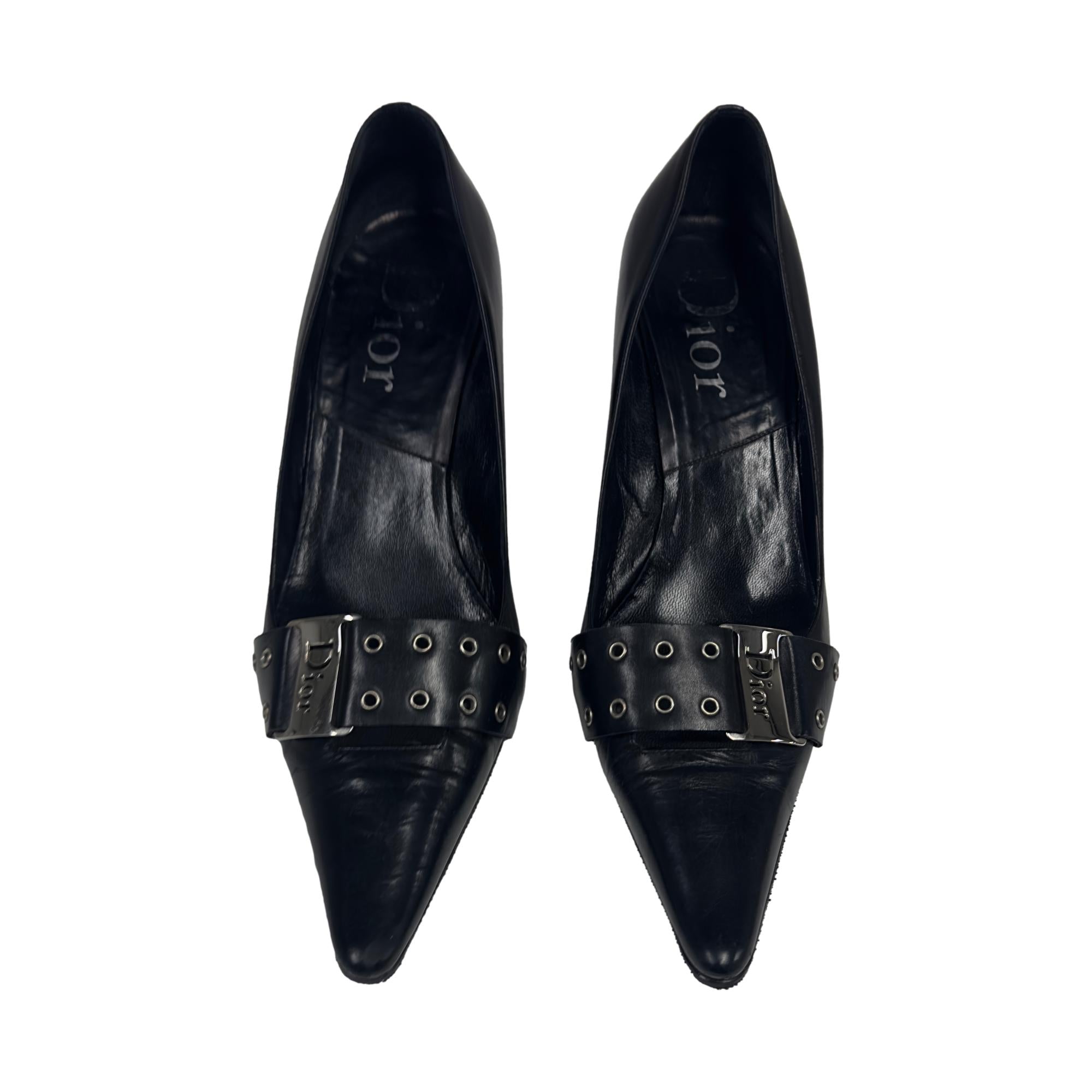 Dior Black Logo Plaque Heels