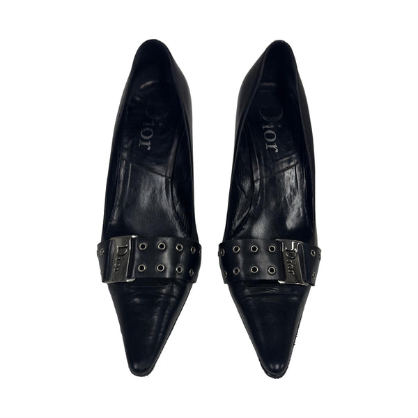 Dior Black Logo Plaque Heels