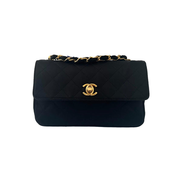 Chanel Mini Black Satin Flap Bag