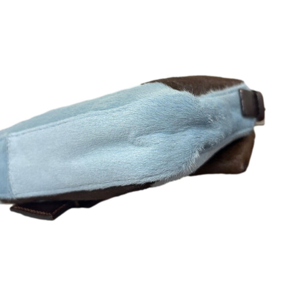 Fendi Blue Cow Print Baguette